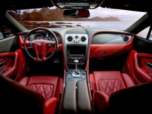 Red Bentley Continental GT interior with black accents