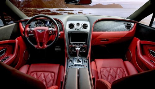 Red Bentley Continental GT interior with black accents